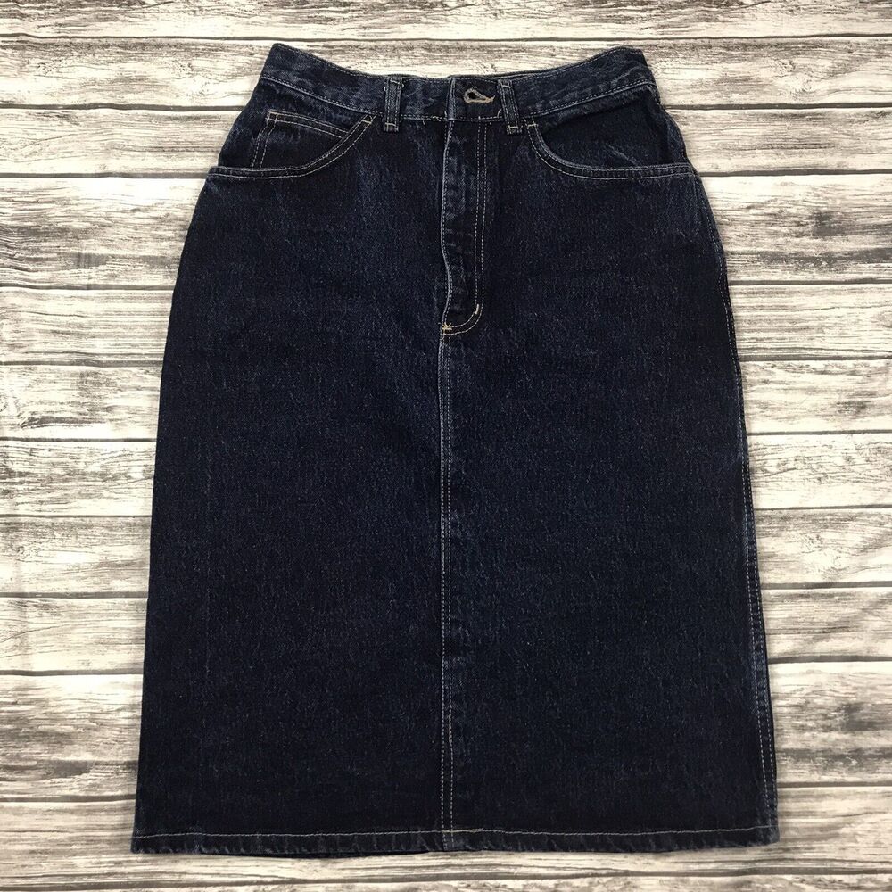 A Time For Us Denim Womens Pencil Jean Skirt Blue Knee Length Vintage 80's